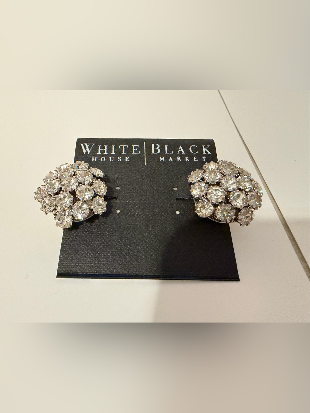 White House Black Market Clear Crystal Cluster Button Earrings